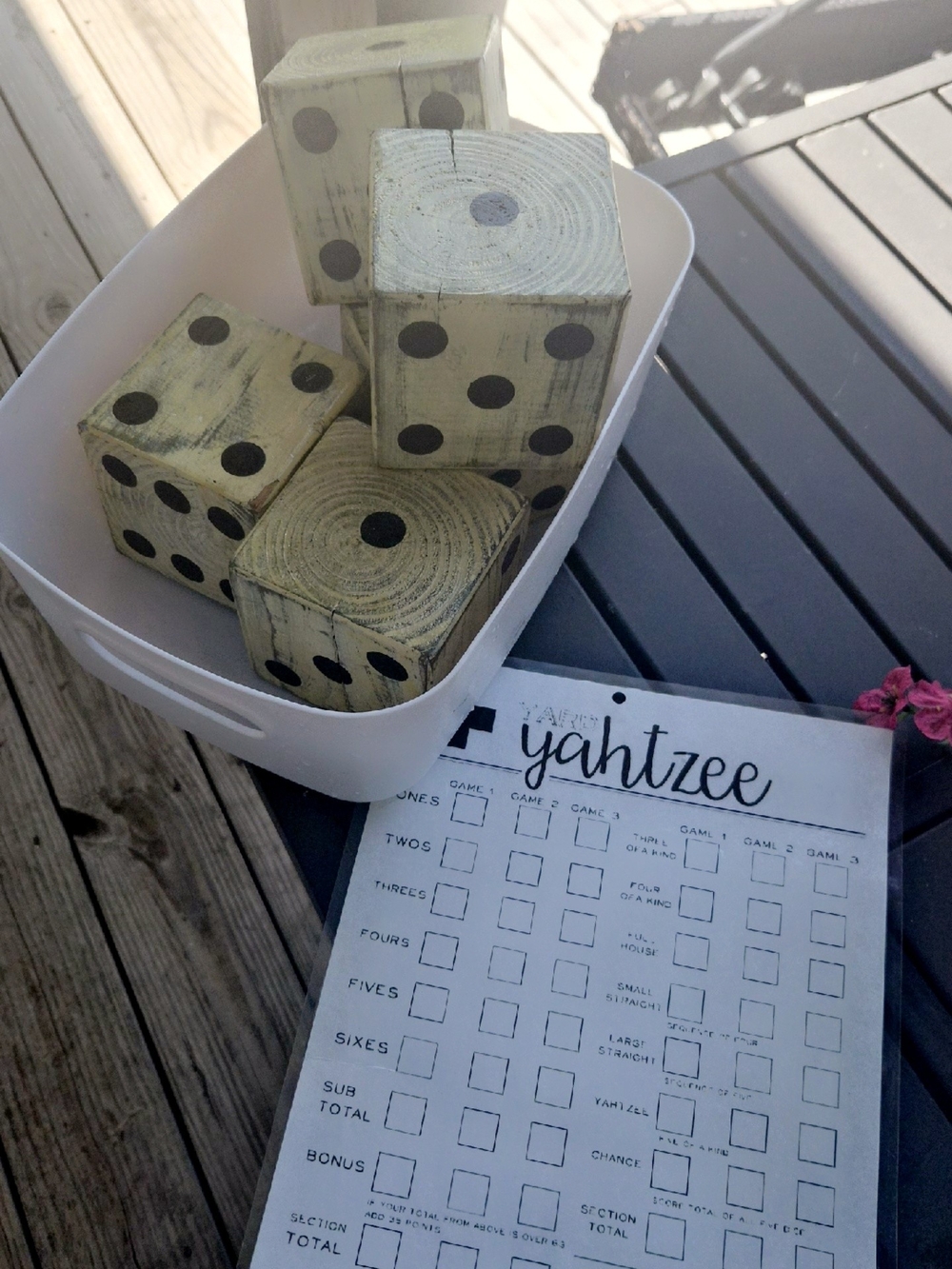 Wood Dice Set – Vintage White Game Dice for Home Games